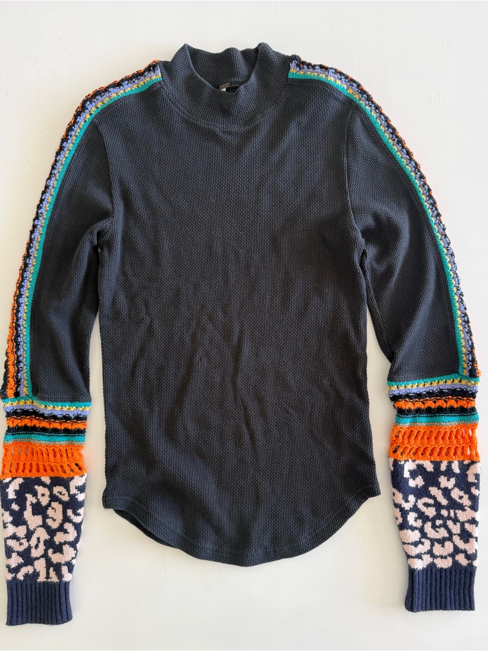 Free People Switch It Up thermal waffle knit crochet sleeves